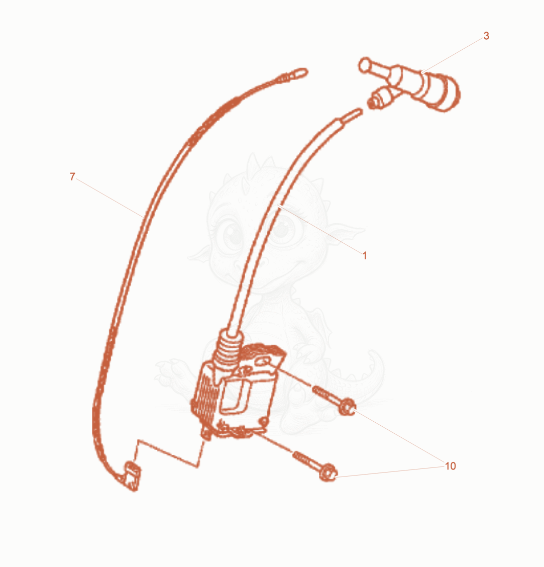 Despiece del Ignition Coil de una máquina Wacker Neuson XPSKMAT, con globos numerados