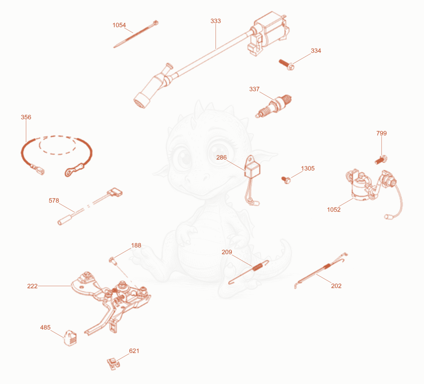 Exploded parts diagram of the Ignition - Governor of a Wacker Neuson WPKMAT, with numbered balloons