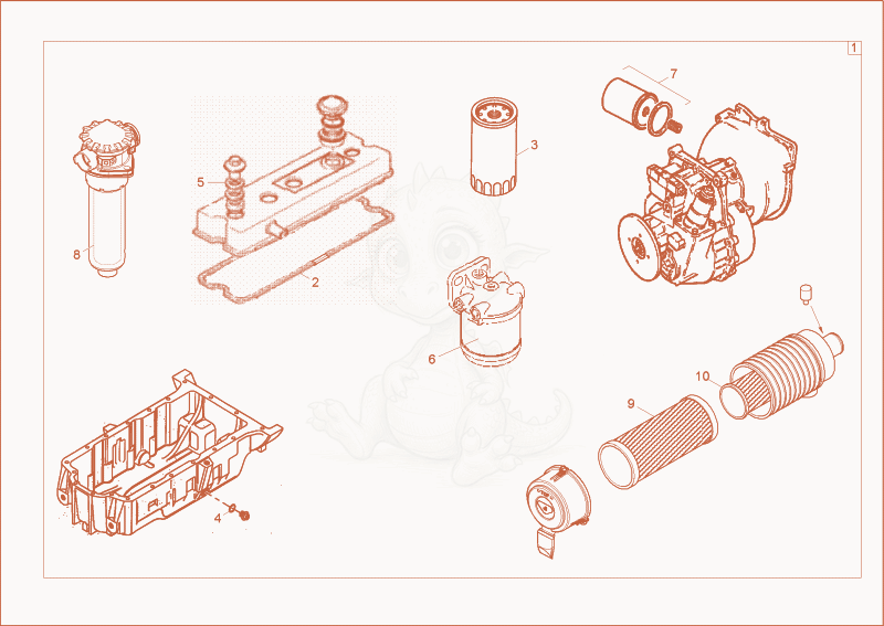 Exploded parts diagram of the service kit of a Wacker Neuson 6001, with numbered balloons