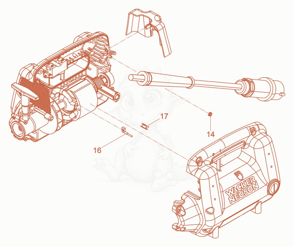 Exploded parts diagram of the Drive Engine cpl. of a Wacker Neuson M2000/120, with numbered balloons