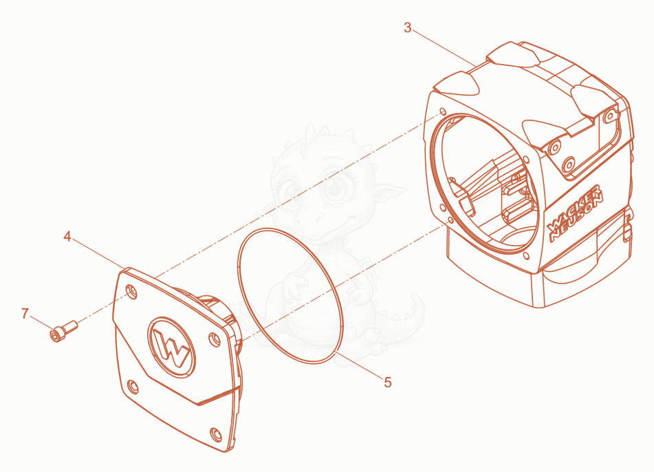 Exploded parts diagram of the Crankcase of a Wacker Neuson AS50E, with numbered balloons