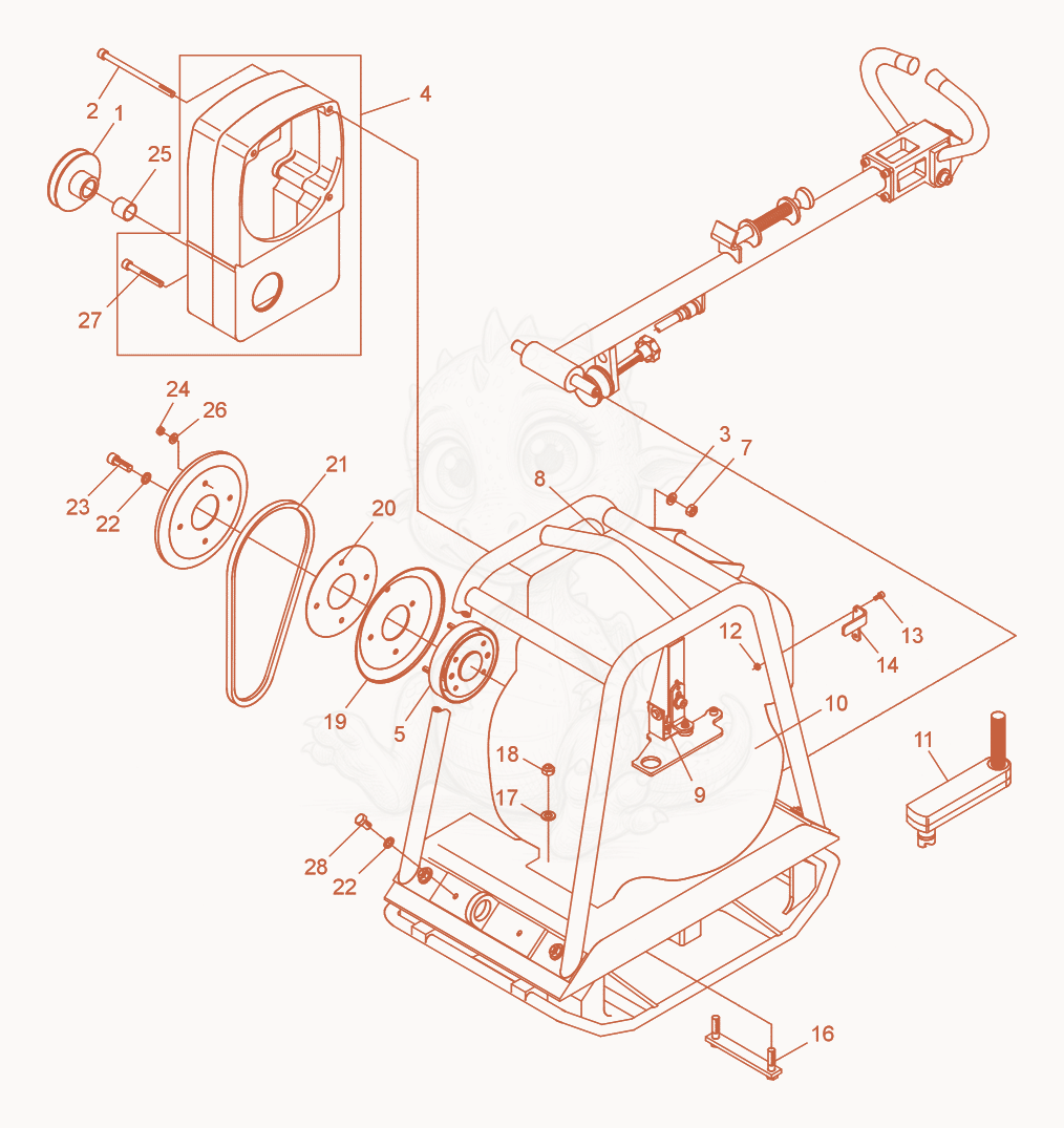 Despiece del Vibratory Plate cpl. de una máquina Wacker Neuson DPU2960, con globos numerados