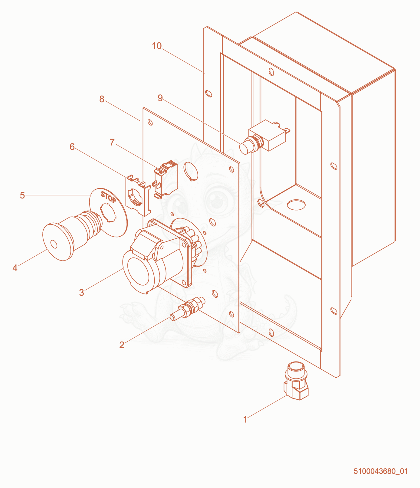 Exploded parts diagram of the Control Panel 1 of a Wacker Neuson LTS8L, with numbered balloons