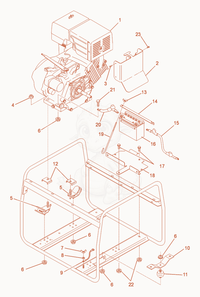 Exploded parts diagram of the Engine of a Wacker Neuson GS4.6A, with numbered balloons