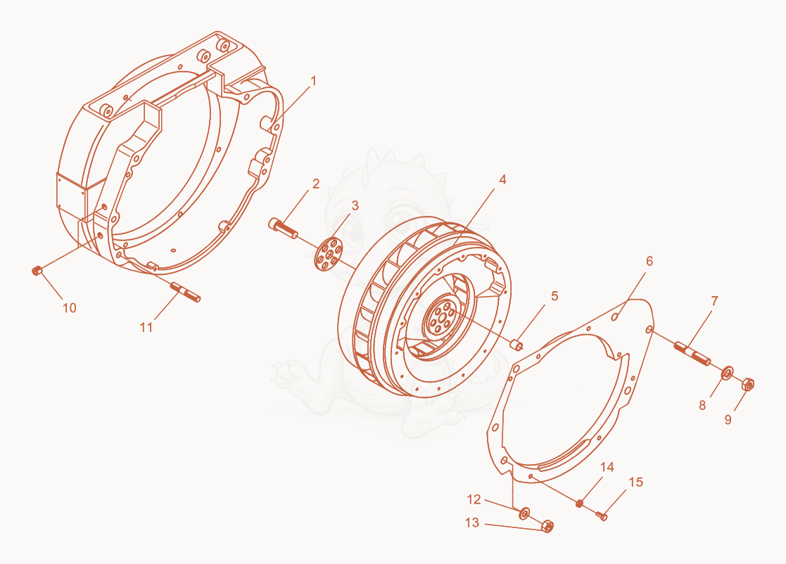 Exploded parts diagram of the Flywheel of a Wacker Neuson DPU4045H, with numbered balloons