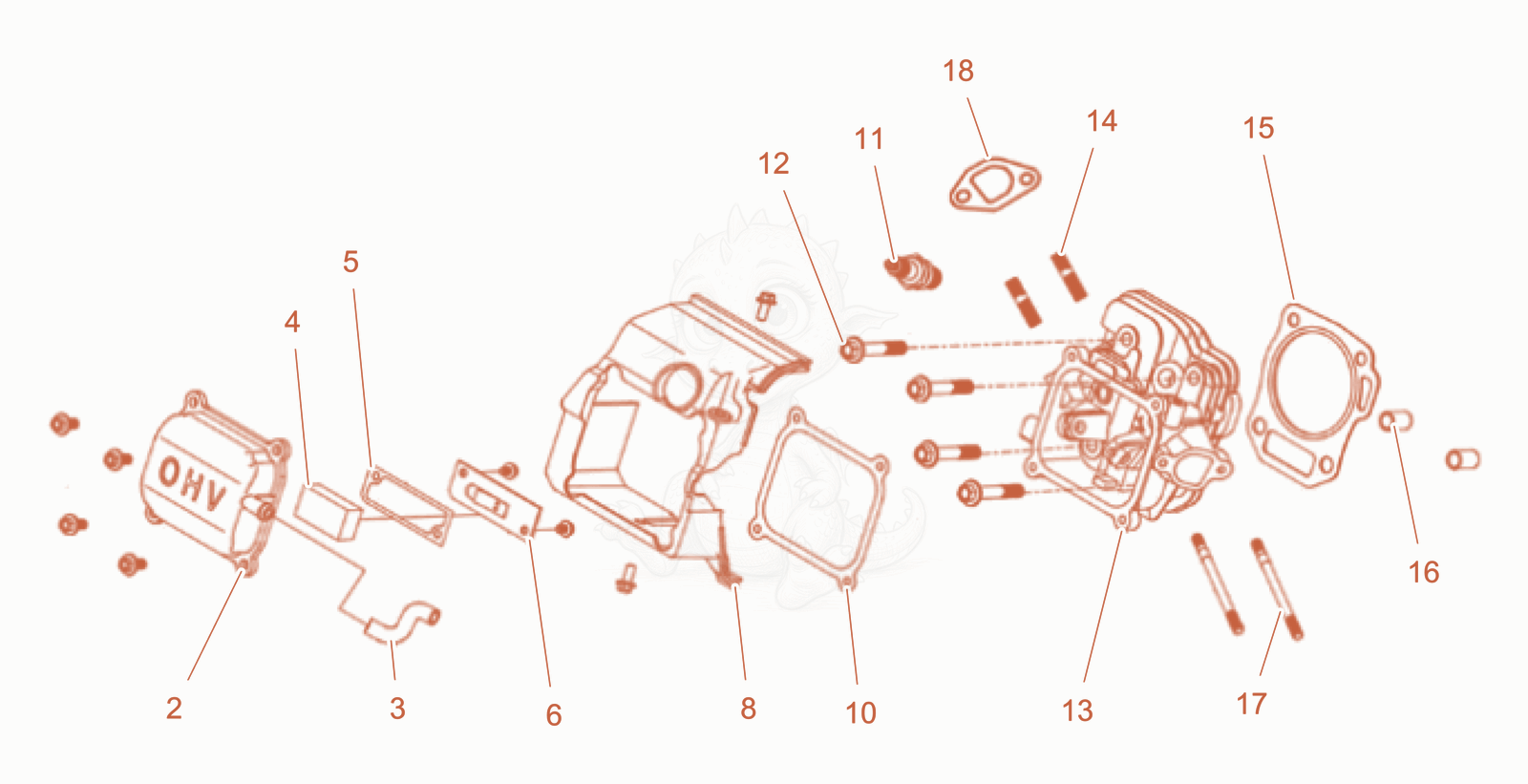 Exploded parts diagram of the Cylinder head cpl. of a Wacker Neuson GS3500GICN, with numbered balloons
