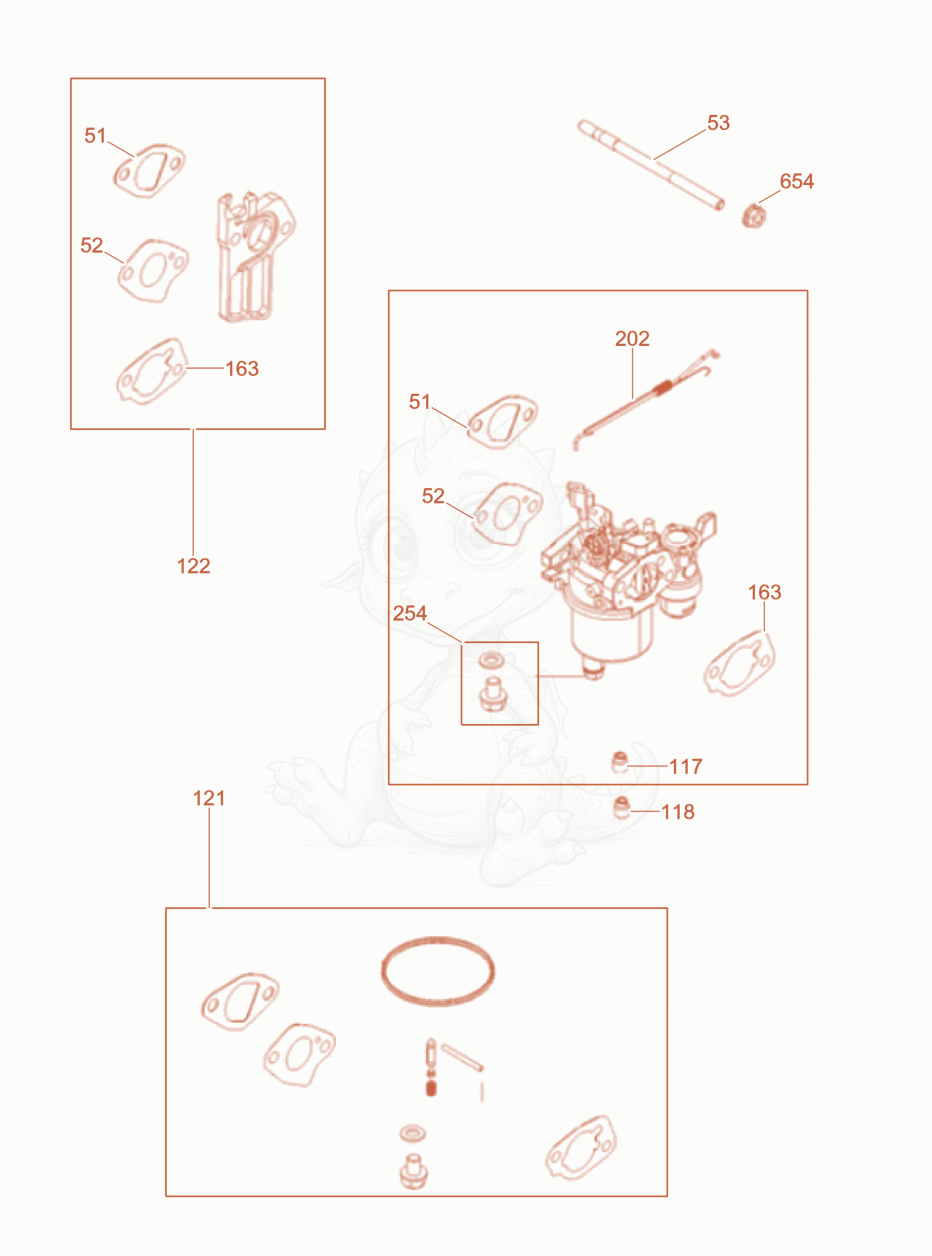 Exploded parts diagram of the Carburetor cpl. of a Wacker Neuson WPKMAT, with numbered balloons