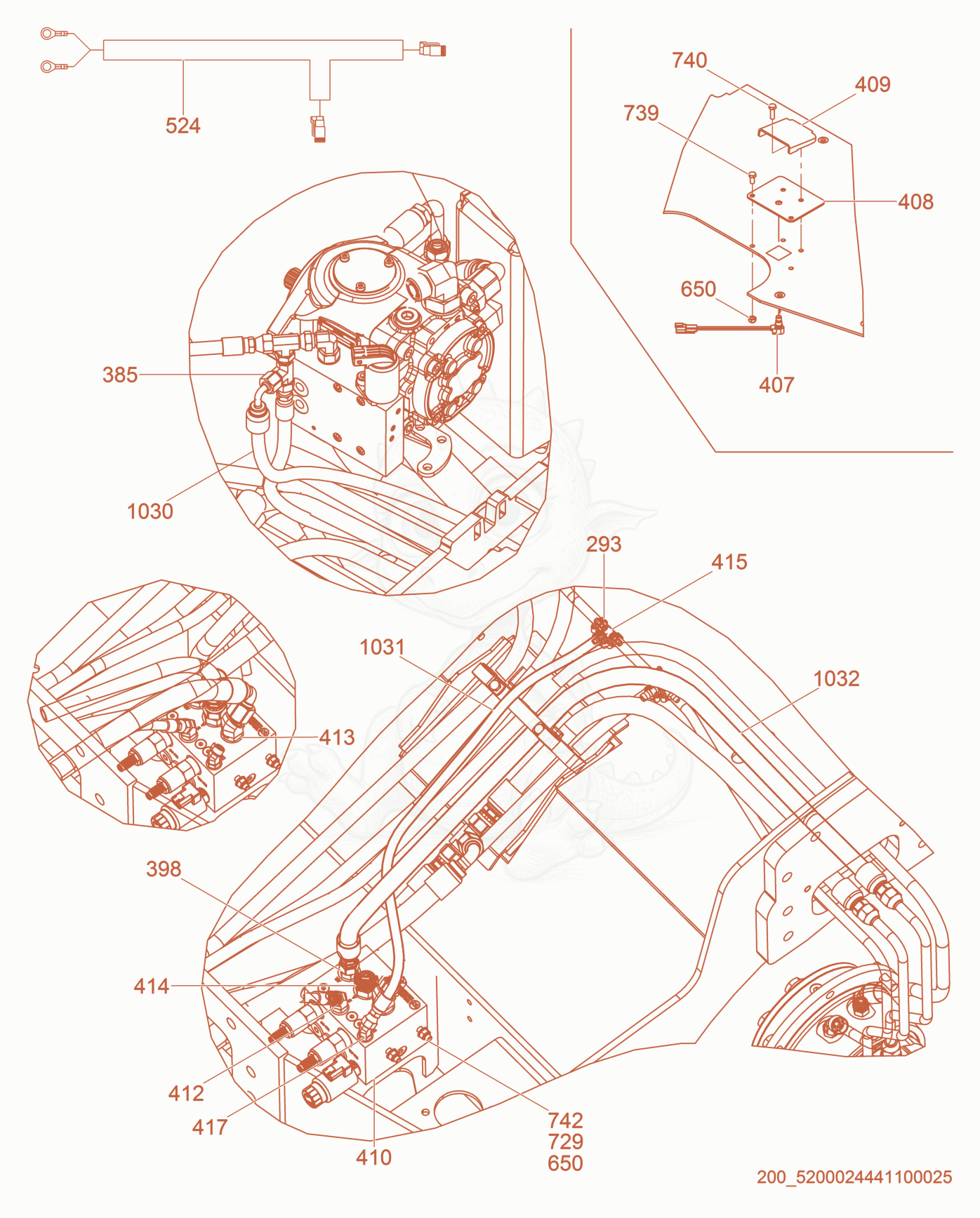 Exploded parts diagram of the Traction Control cpl. of a Wacker Neuson RD27-120, with numbered balloons