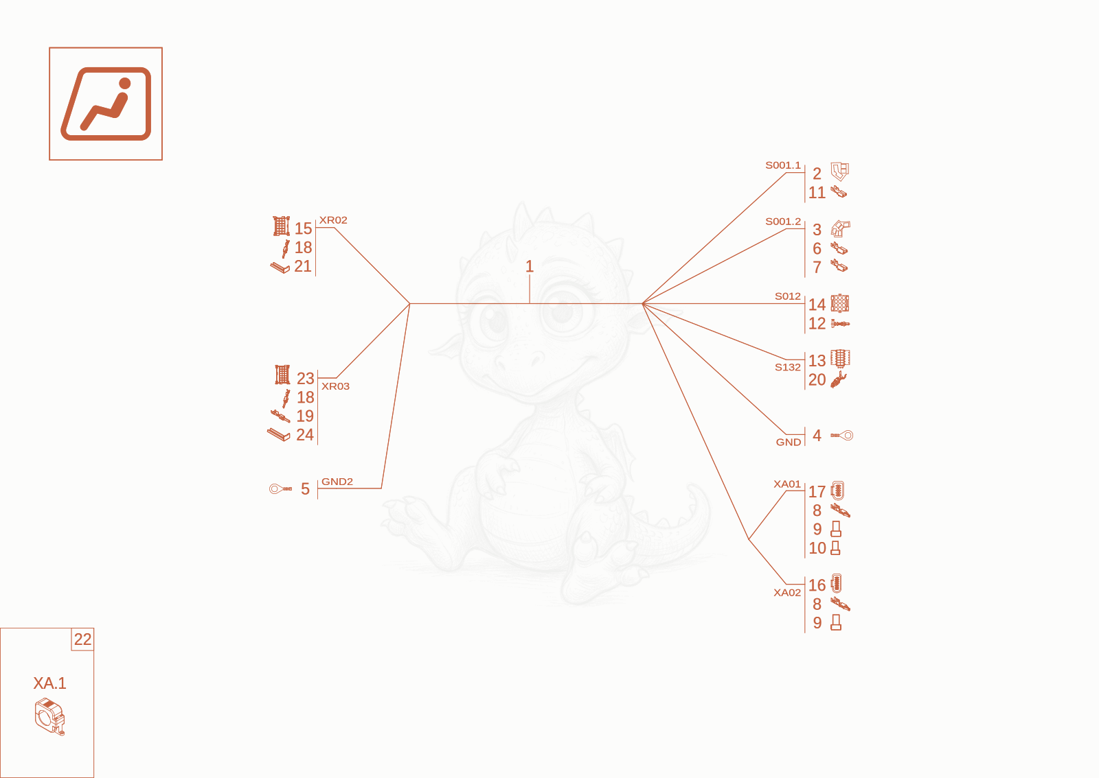 Exploded parts diagram of the wiring harness (Option) of a Wacker Neuson DV45, with numbered balloons