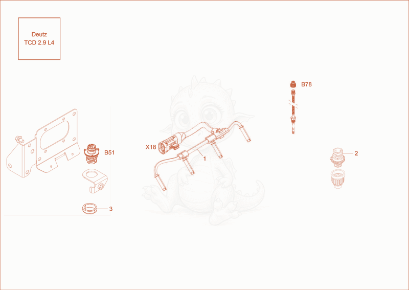 Exploded parts diagram of the WIRE HARNESS ENGINE (Option) of a Wacker Neuson DW50, with numbered balloons