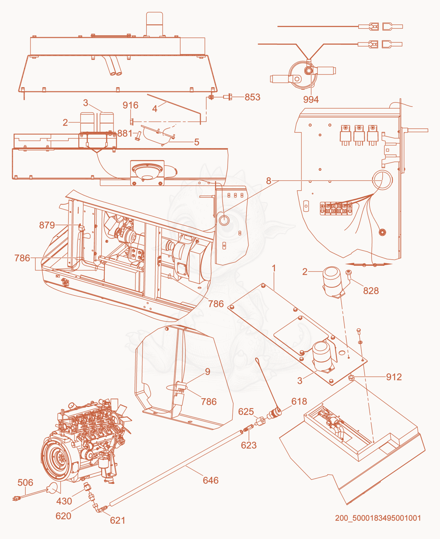 Exploded parts diagram of the Option-Northslope of a Wacker Neuson G25, with numbered balloons