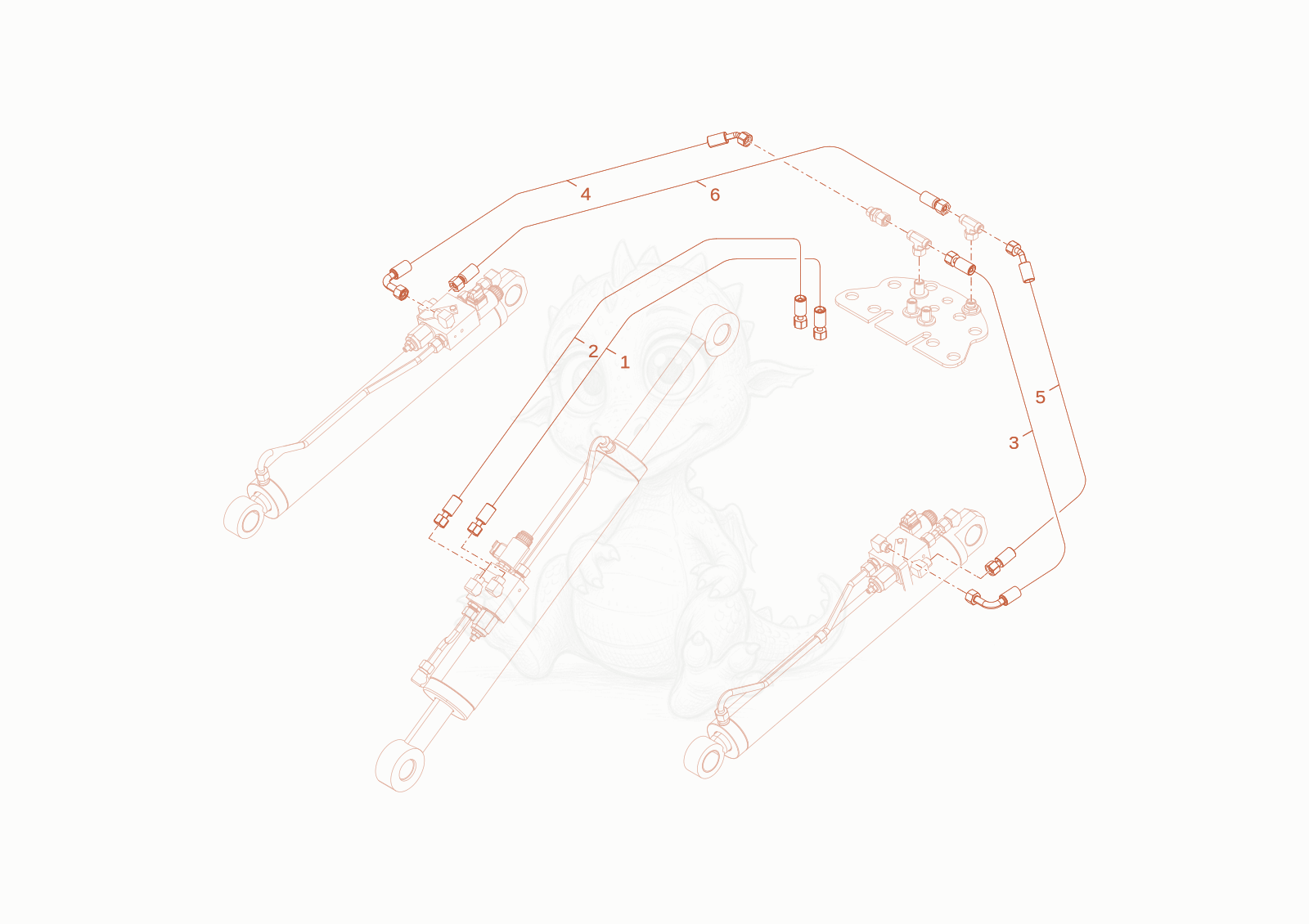 Exploded parts diagram of the working hydraulic of a Wacker Neuson WL28, with numbered balloons