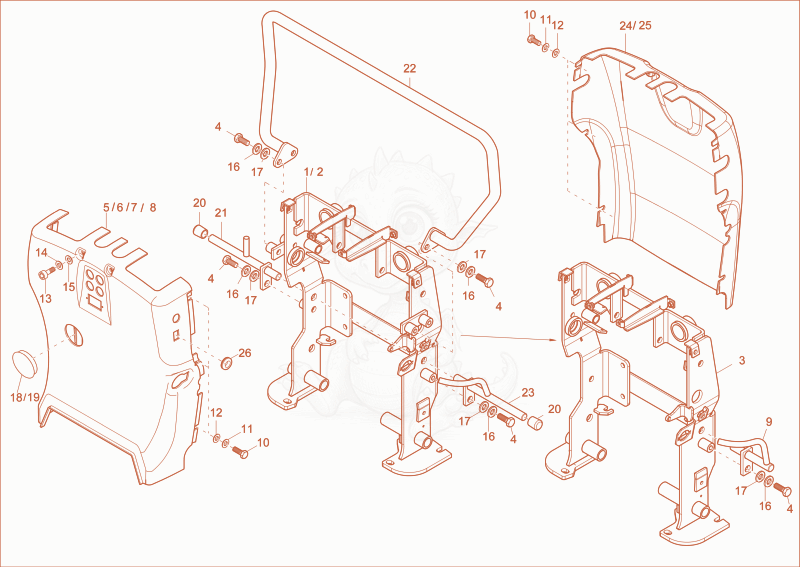 Exploded parts diagram of the pilot stand of a Wacker Neuson 803, with numbered balloons