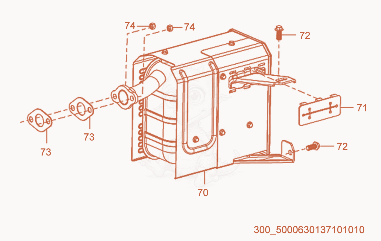 Exploded parts diagram of the Muffler of a Wacker Neuson ML440, with numbered balloons