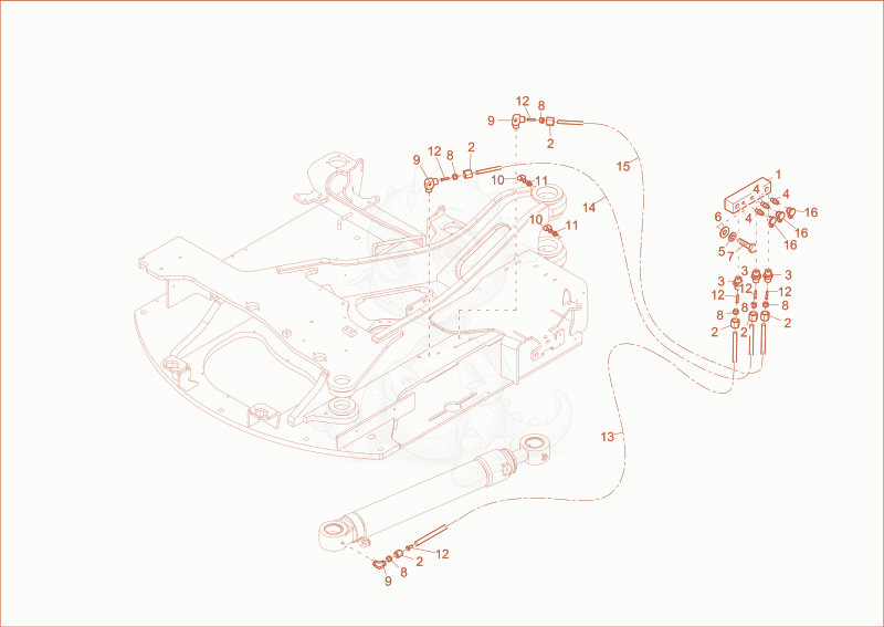 Exploded parts diagram of the lubrication of a Wacker Neuson ET90, with numbered balloons