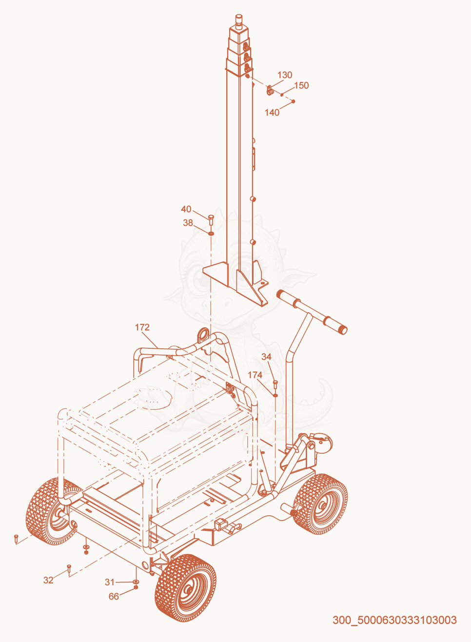 Exploded parts diagram of the Generator of a Wacker Neuson ML440(RAW), with numbered balloons