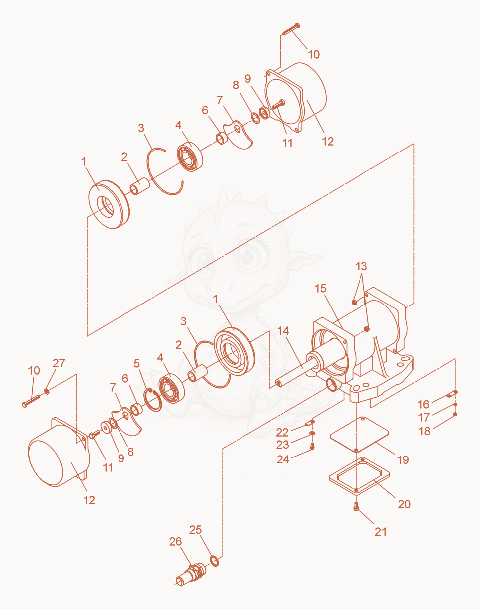 Exploded parts diagram of the External Vibrator cpl. of a Wacker Neuson AR3/2S, with numbered balloons