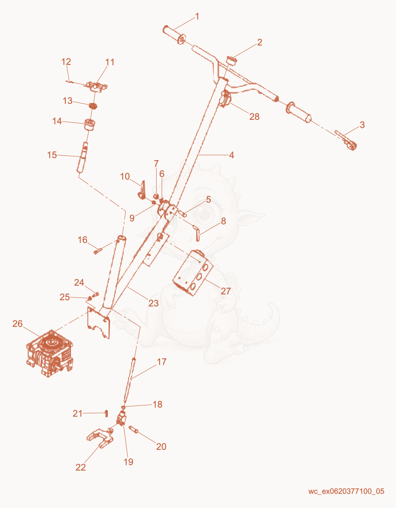 Exploded parts diagram of the Handle of a Wacker Neuson CT24-230EEU, with numbered balloons