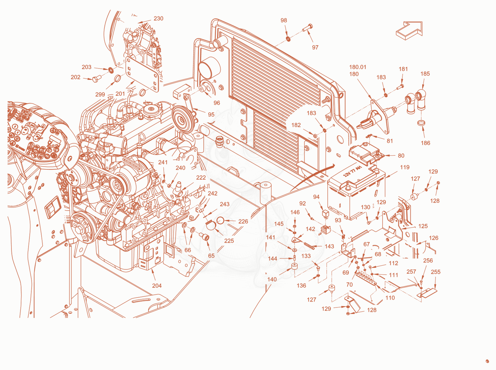 Exploded parts diagram of the electrical system of a Wacker Neuson RD18-100.3, with numbered balloons
