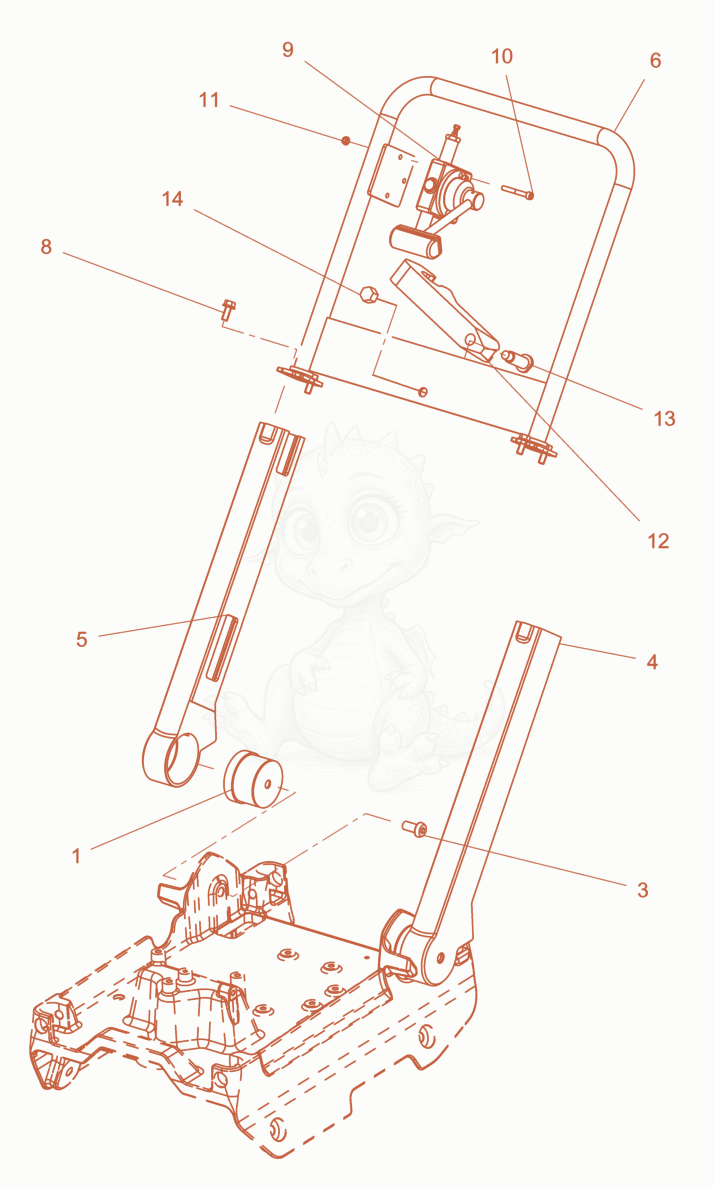Despiece del Handle cpl. de una máquina Wacker Neuson WPU1550AW-CN, con globos numerados