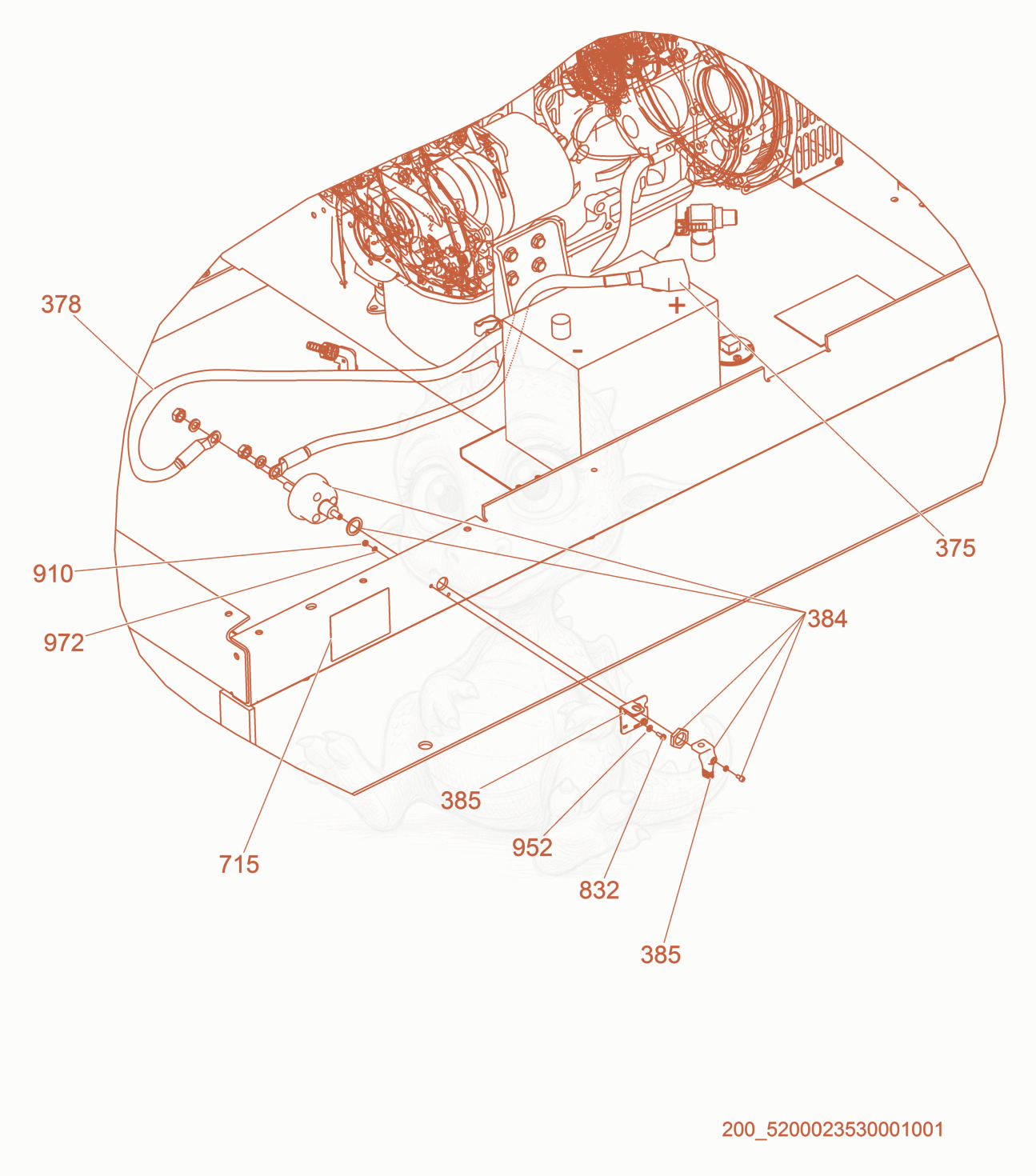 Exploded parts diagram of the Option-Pos. Battery Disconnect of a Wacker Neuson G25, with numbered balloons