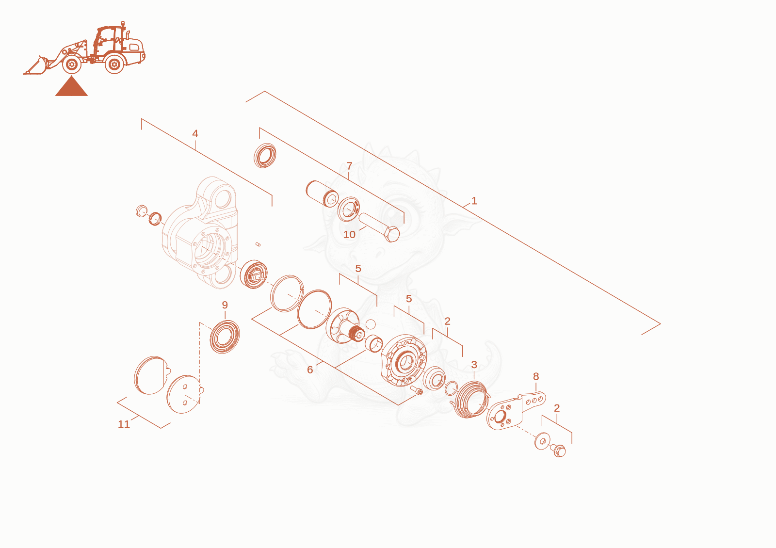 Exploded parts diagram of the parking brake of a Wacker Neuson WL60STAGEV, with numbered balloons