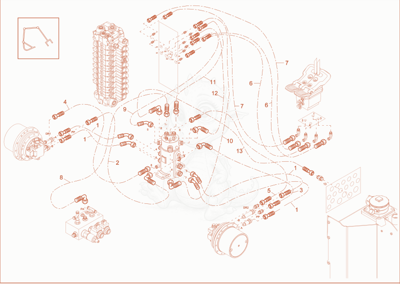Exploded parts diagram of the TRAVELLING GEAR INSTALLATION (Option) of a Wacker Neuson ET90, with numbered balloons