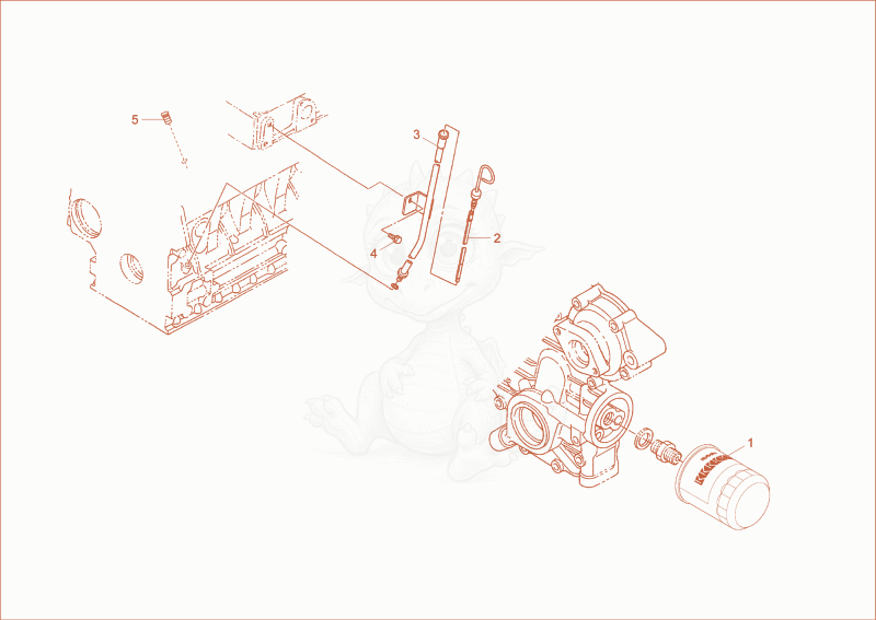Exploded parts diagram of the LUB OIL SYSTEM of a Wacker Neuson DT23, with numbered balloons