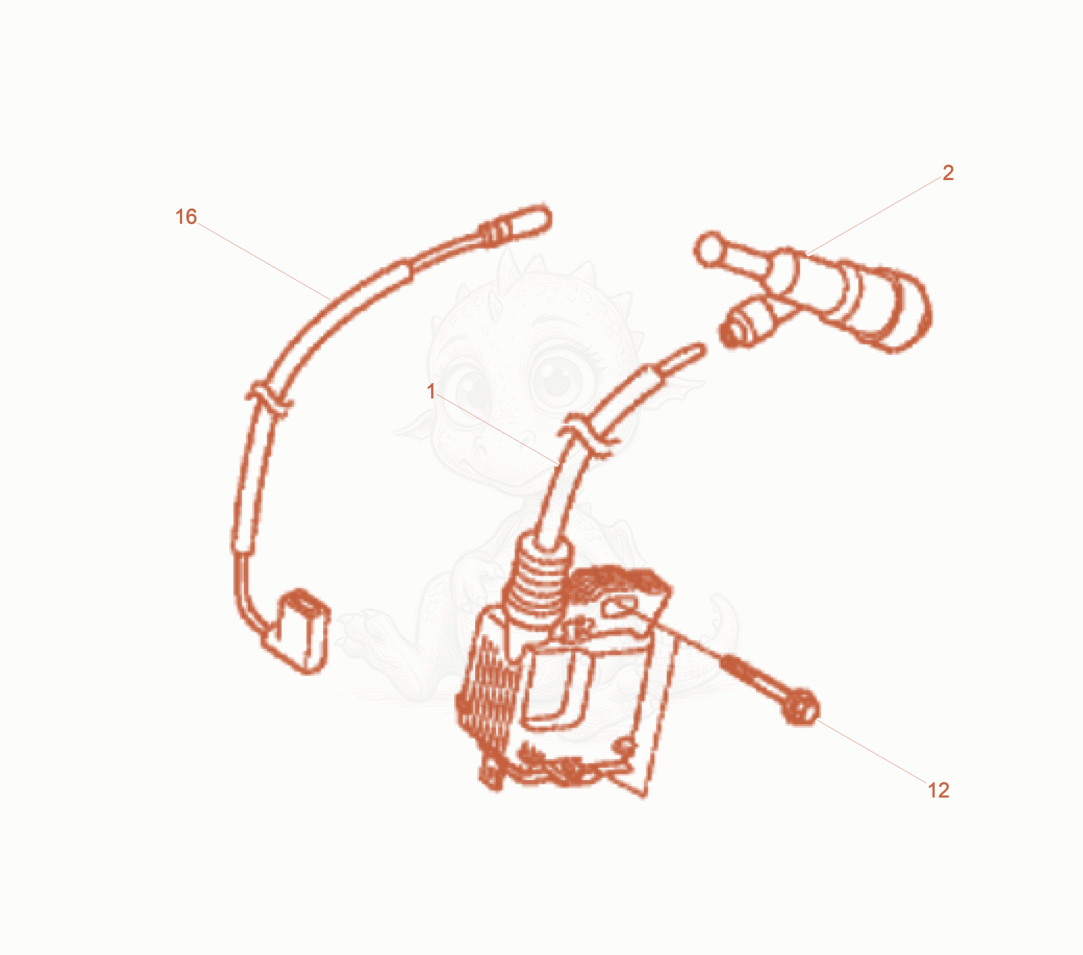 Despiece del Ignition Coil de una máquina Wacker Neuson WPKMAT, con globos numerados