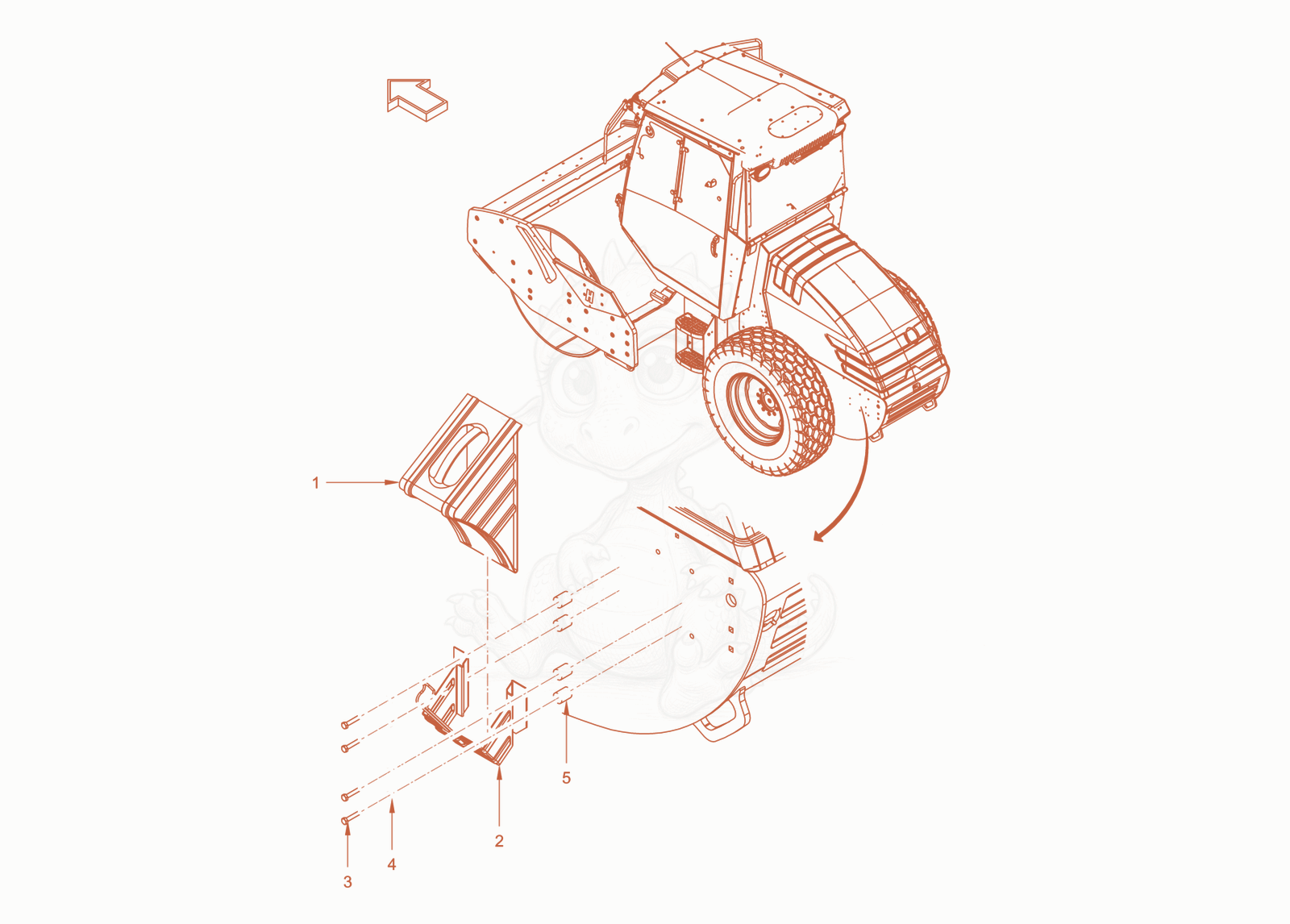 Despiece del homologation switzerland de una máquina Wacker Neuson RC70VODPFCAB, con globos numerados
