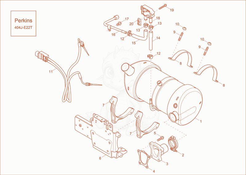Exploded parts diagram of the Particle Filter option of a Wacker Neuson ET65, with numbered balloons