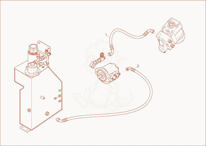 Exploded parts diagram of the GEAR PUMP INSTALLATION of a Wacker Neuson 2001, with numbered balloons