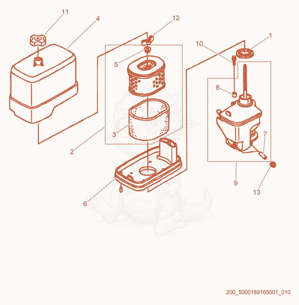 Exploded parts diagram of the Air Cleaner of a Wacker Neuson G7AI, with numbered balloons