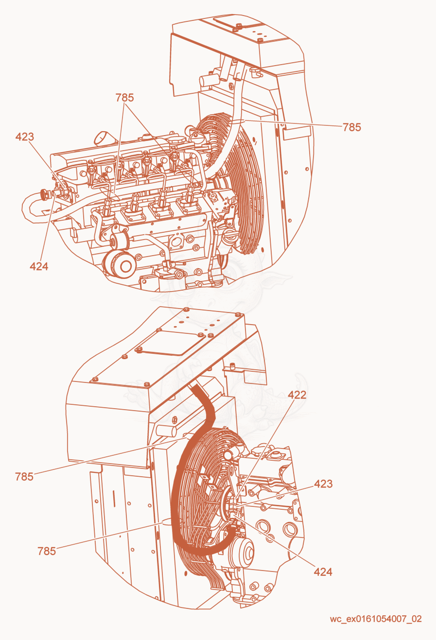 Exploded parts diagram of the Option-Radiator Shutter (cont.) of a Wacker Neuson G25, with numbered balloons