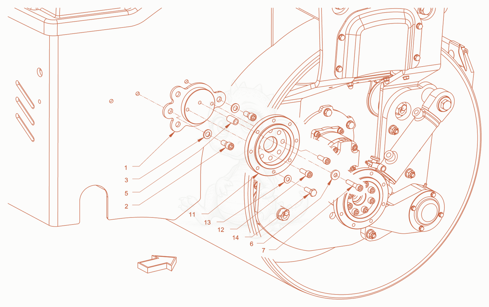 Exploded parts diagram of the ancillary parts of a Wacker Neuson RD28-120DPF, with numbered balloons