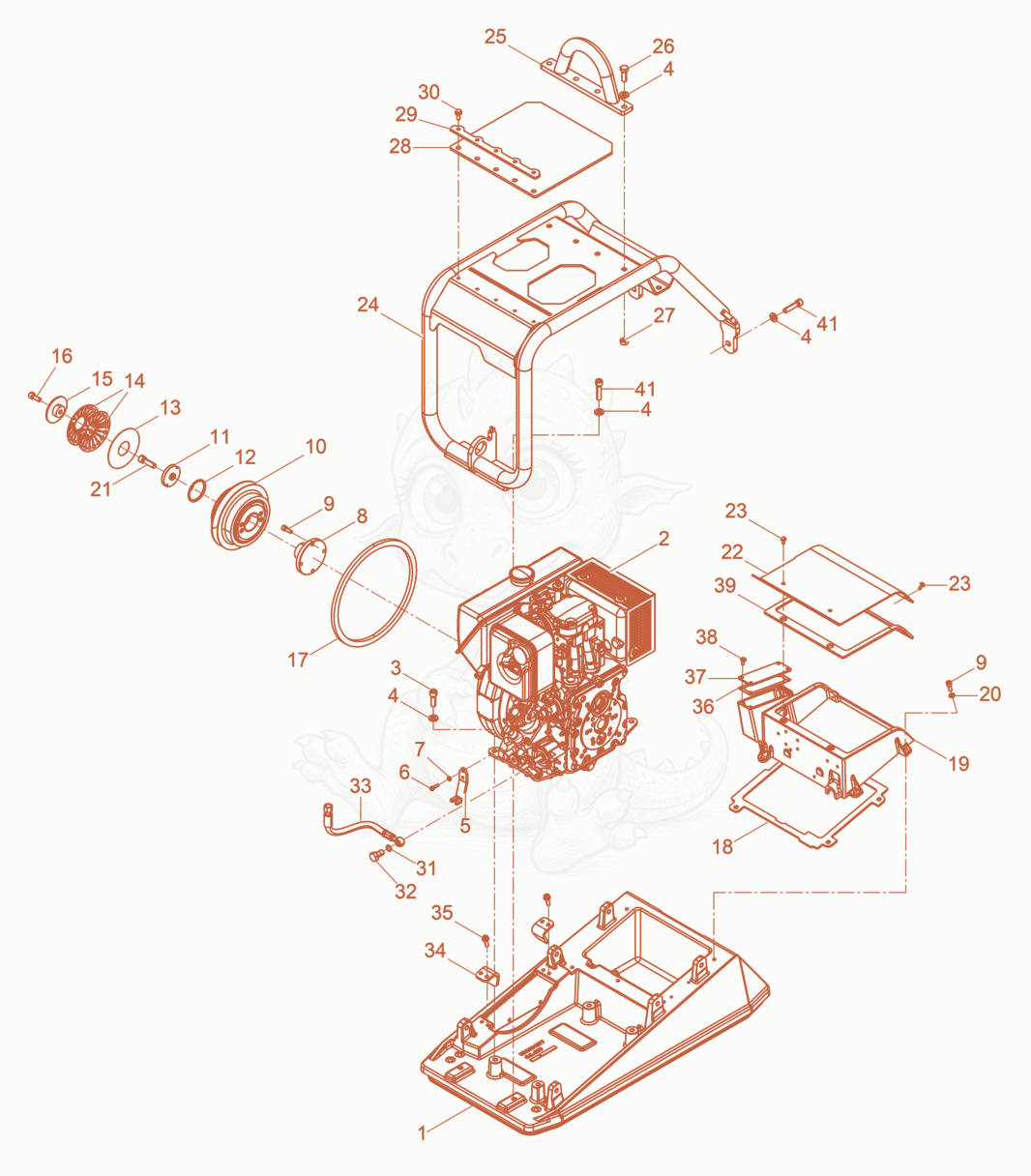 Exploded parts diagram of the Upper Mass of a Wacker Neuson DPU4545H, with numbered balloons