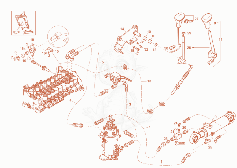 Exploded parts diagram of the DOZER BLADE OPERATION OPTION of a Wacker Neuson EZ17, with numbered balloons