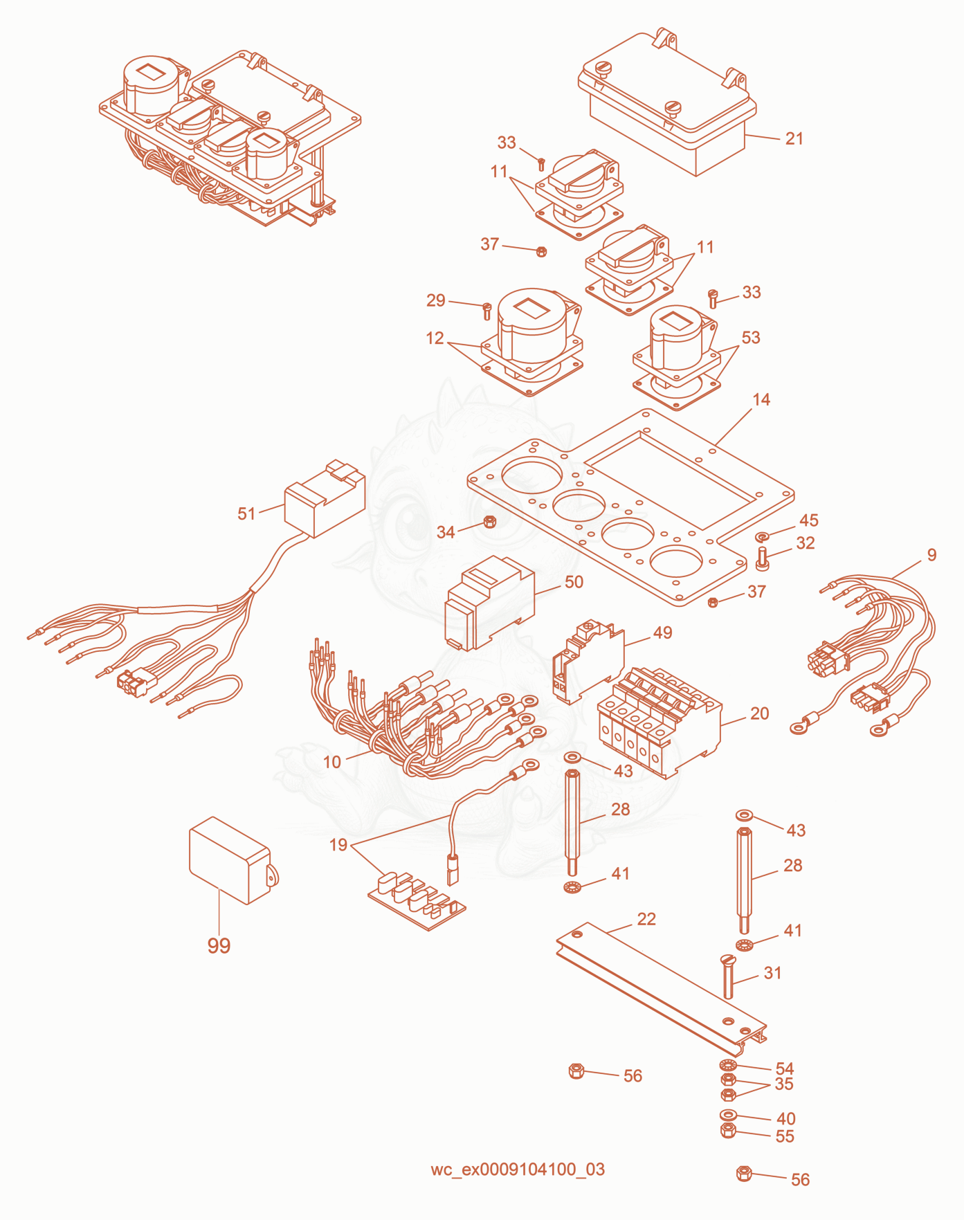 Exploded parts diagram of the Control Panel of a Wacker Neuson G7AI, with numbered balloons