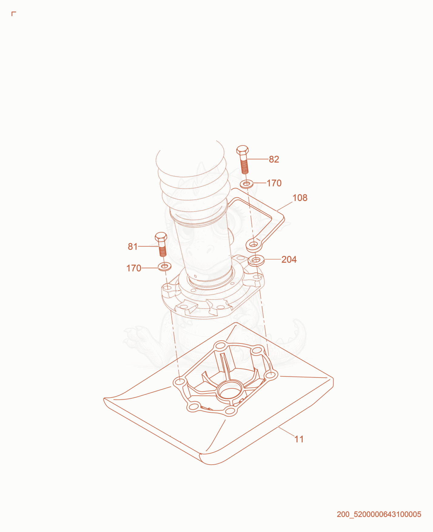 Exploded parts diagram of the Ramming Shoe cpl. of a Wacker Neuson BS50-2I, with numbered balloons