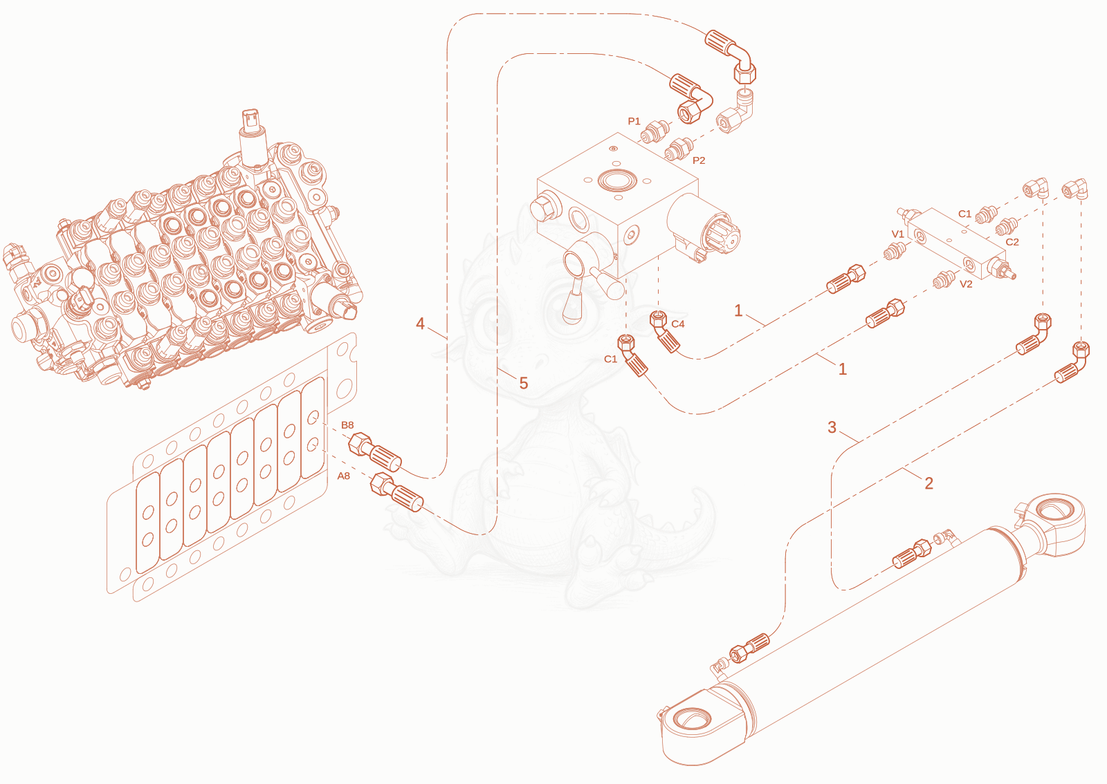 Exploded parts diagram of the SWIVEL CYLINDER OPERATION of a Wacker Neuson EZ26E, with numbered balloons