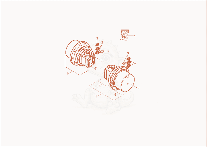 Exploded parts diagram of the motor of a Wacker Neuson 2503, with numbered balloons