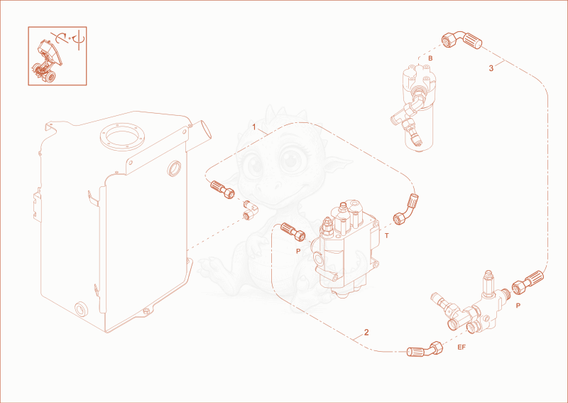 Exploded parts diagram of the control valve installation option of a Wacker Neuson DV90, with numbered balloons