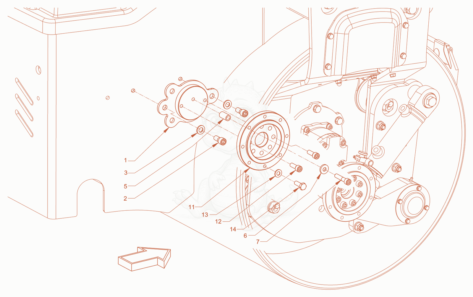 Exploded parts diagram of the ancillary parts of a Wacker Neuson RD28-120CCN, with numbered balloons