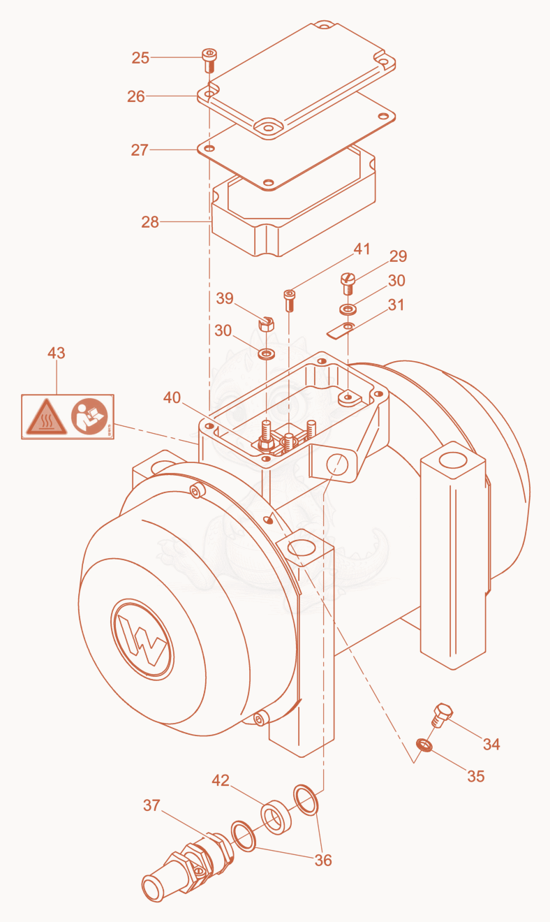 Exploded parts diagram of the External Vibrator cpl. of a Wacker Neuson AR44/9/250, with numbered balloons