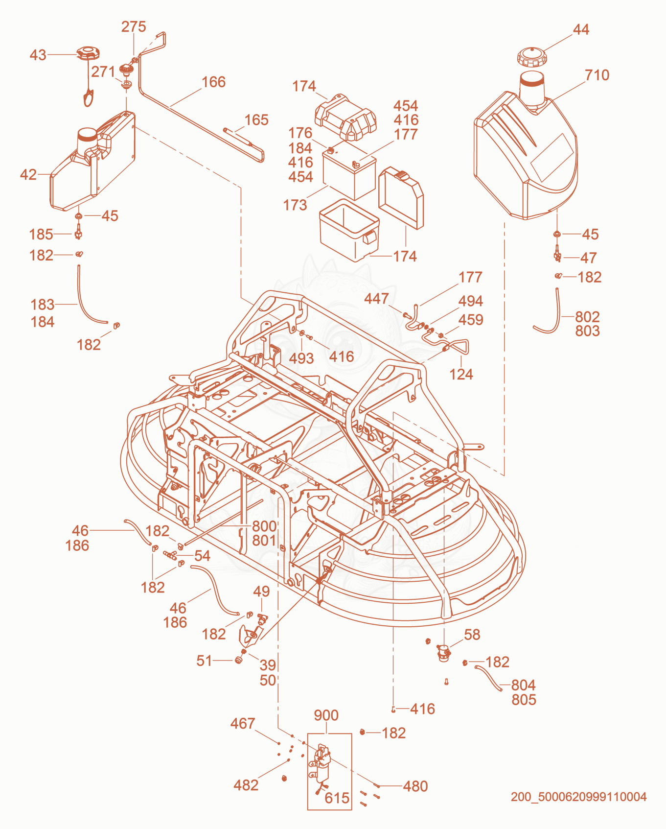 Exploded parts diagram of the Tank cpl. of a Wacker Neuson CRT36-26A, with numbered balloons