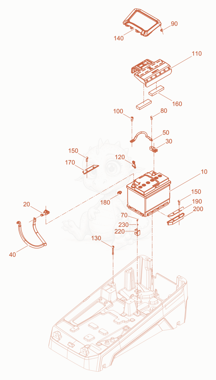 Exploded parts diagram of the with Electric of a Wacker Neuson DPU5247HEH, with numbered balloons