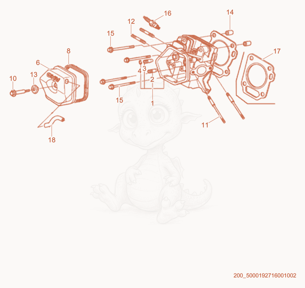 Exploded parts diagram of the Cylinder Head/Cover of a Wacker Neuson CT36-8A, with numbered balloons
