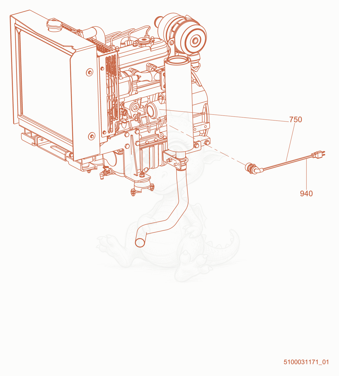 Exploded parts diagram of the Option-Engine Block Heater of a Wacker Neuson LTV6K, with numbered balloons