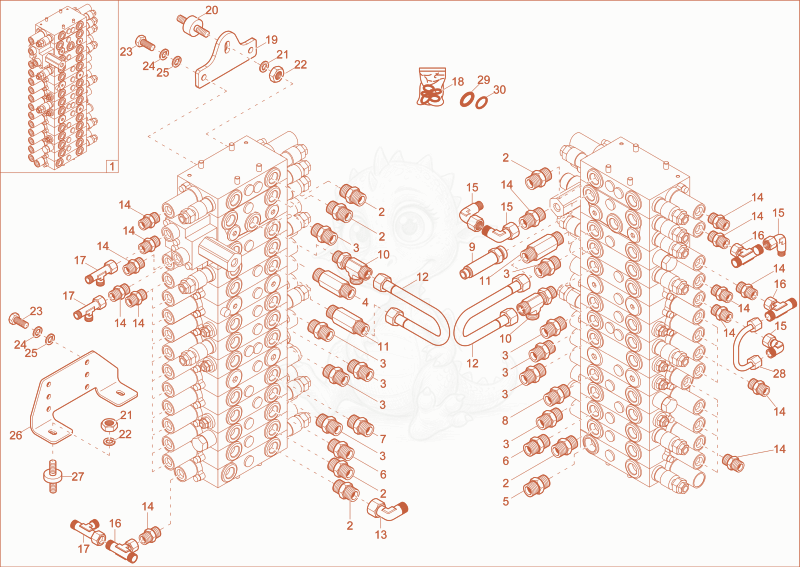 Exploded parts diagram of the VALVE BLOCK (OPTION) of a Wacker Neuson 6503-2, with numbered balloons