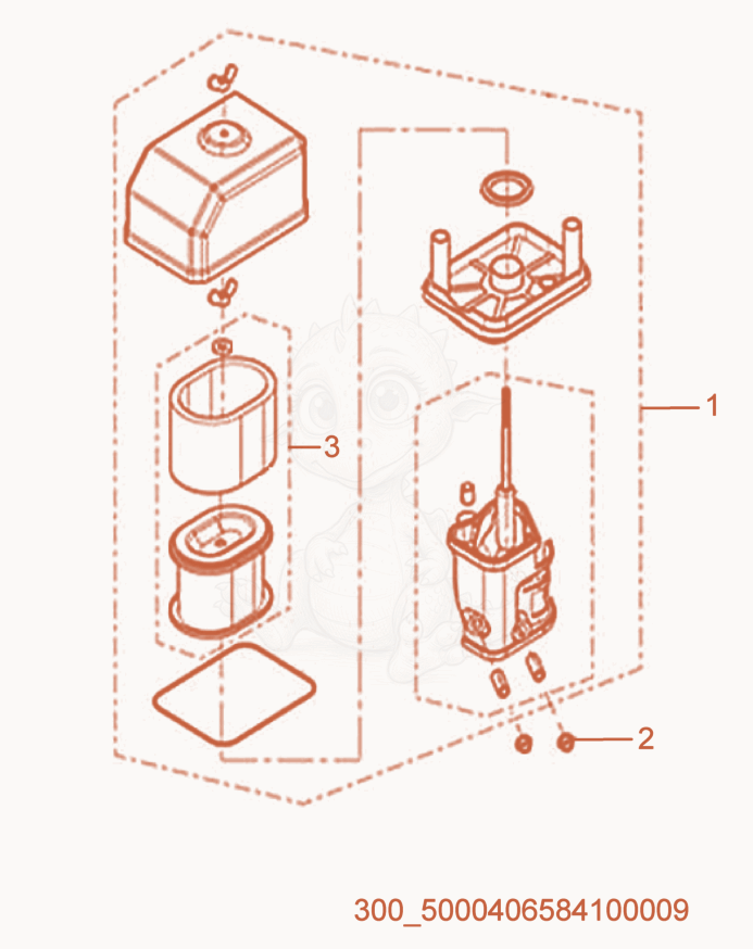Exploded parts diagram of the Air Cleaner of a Wacker Neuson MP15, with numbered balloons